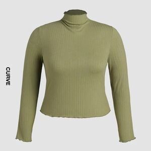Cider Green High Neck Long Sleeve Top